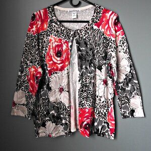 2/$25 Serengeti Colorful Floral Buttoned-Down Sweater Cardigan - Size Large